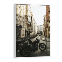 Obraz w ramie 50x70 - Ducha Przygody - motor, uliczka - rama biała