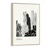 Obraz w ramie 80x120 - Boho Oaza - kaktusy, rośliny - rama drewno