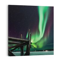 Obraz na płótnie 50x50 - Zorza polarna w tajemniczej nocnej przestrzeni - zorza, polarna