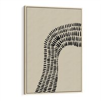 Obraz w ramie 80x120 - Migotliwa Innowacyjna Ekspresja - boho plakat, czarne kropki kreski - rama drewno