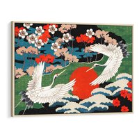 Obraz w ramie 70x50 - Wibracje emocji - sztuka japońska, wyraziste kolory - rama drewno