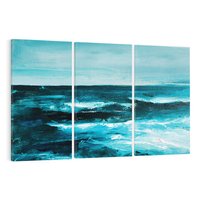 Obraz na płótnie 120x80 - Burza Nad Granatowym Oceanem - piękny marynistyczny obraz olejny, wzburzone ciemne morze