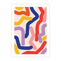 Plakat bez ramy 21x30 - Abstrakcyjne Dialogi - abstrakcyjny kolorowy obraz, kolorowe linie