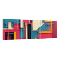 Obraz na płótnie 150x50 - Przejście przez labirynt myśli - kolorowa abstrakcja, instalacja z prostokątów i linni