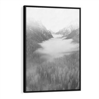 Obraz w ramie 50x70 - Szare Góry - zamglony krajobraz, las - rama czarna