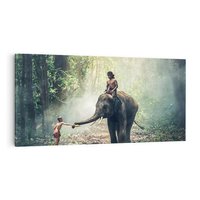 Obraz na płótnie 140x70 - Mistyfikacja w azjatyckim lesie - Azja, słoń