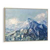 Obraz w ramie 70x50 - Majestat Błękitnych Szczytów - olejny obraz, górski pejzaż - rama drewno