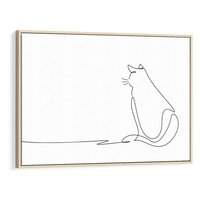 Obraz w ramie 120x80 - Koci Szkic - szkic, line art - rama drewno