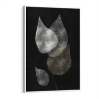 Obraz w ramie 50x70 - Mroczne Złudzenia - abstrakcyjne liście, mroczna atmosfera - rama biała