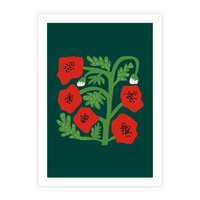 Plakat bez ramy 50x70 - Księga Odbić - abstrakcyjna kwiatowa kompozycja, zielone  mocne tło