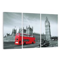 Obraz na płótnie 120x80 - Ikony Londynu: Autobus i Big Ben - Londyn, autobus