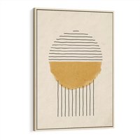 Obraz w ramie 80x120 - Podróżne Kreski - akwarelowa plama, geometryczne szkicowane kształty - rama drewno