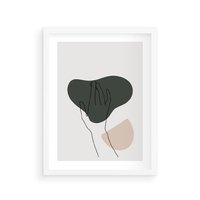 Plakat w ramie 30x40 - Bezczasowe Echo - szkic jedną linią, one line - rama biała