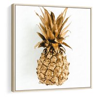Obraz w ramie 50x50 - Ekskluzywny Akcent - złoty, ananas - rama drewno