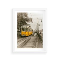 Plakat w ramie 50x70 - Tramwaj w Lizbonie - Lizbona, tramwaj - rama biała