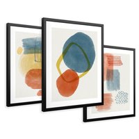 Zestaw obrazy w ramie 50x70 galeria - Geometryczne, plamy, kolorowe - rama czarna