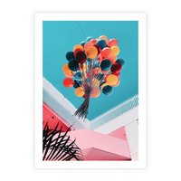 Plakat bez ramy 50x70 - Kolorowe Balony Pod Niebem - kolorowe balony na tle niebieskiego nieba