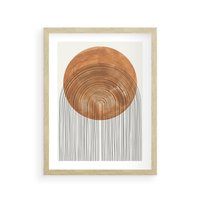 Plakat w ramie 40x50 - Konturem Kształtowane - koło, boho styl - rama drewno
