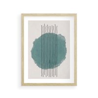 Plakat w ramie 40x50 - Podróżne Inspiracje - abstrakcyjna akwarelowa plama, nieregularne kreski - rama drewno