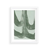 Plakat w ramie 50x70 - Nurtująca Kompozycja Zieleni - abstrakcyjne delikatne zielone linie, podobne do gałęzi kwiatów - rama biała