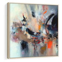 Obraz w ramie 50x50 - Kontrapunkty zatajonych uczuć - dynamiczna abstrakcja, bałagan na płótnie - rama drewno