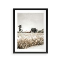 Plakat w ramie 50x70 - Idylliczna Zima - zima, krajobraz zimowy - rama czarna