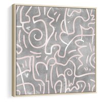 Obraz w ramie 50x50 - Sploty odblasków i zawirowań - abstrakcyjne rysunki, wzorek - rama drewno