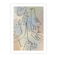 Plakat bez ramy 21x30 - Strukturalna Gromada - abstrakcyjny plakat, szkic ptaków