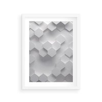 Plakat w ramie 50x70 - Kreatywna Forma - geometryczny, 3D - rama biała