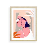 Plakat w ramie 30x40 - Kobieca Esencja - nowoczesny plakat, styl retro - rama drewno