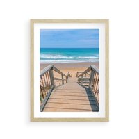 Plakat w ramie 40x50 - Pomost ku Morzu - pomost na plaży, morze - rama drewno