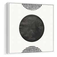 Obraz w ramie 50x50 - Tajemnicza Kompozycja - abstrakcyjne czarno białe formy, minimalizm - rama biała