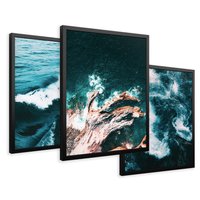 Zestaw obrazy w ramie 40x50 galeria - Morze, ocean, fale, woda - rama czarna
