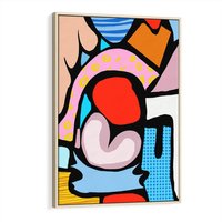 Obraz w ramie 80x120 - Czarny Komiks - abstrakcyjne formy, komiksowy styl - rama drewno