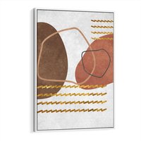 Obraz w ramie 80x120 - Odbicie światła serca - abstrakcyjne rozlane plamy, boho styl - rama biała