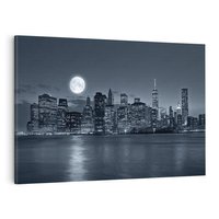 Obraz na płótnie 70x50 - Księżyc nad miastem nocą - księżyc, miasto