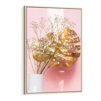 Obraz w ramie 80x120 - Blask Natury - złote, liście - rama drewno