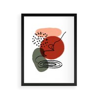 Plakat w ramie 30x40 - Boho w Brązie - abstrakcyjna sztuka, boho kształty - rama czarna