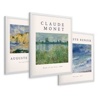 Zestaw obrazy w ramie 50x70 galeria - Impresjonizm, Monet, Renoir - rama biała