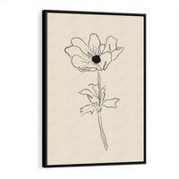 Obraz w ramie 50x70 - Przenikający Dialog - szkic kwiatu, mnimalistyczny szkic - rama czarna