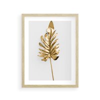 Plakat w ramie 40x50 - Ponadczasowy Urok - złote, liście - rama drewno