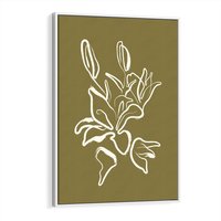 Obraz w ramie 80x120 - Przenikające Barwy - abstrakcyjna roślina, kwiaty - rama biała