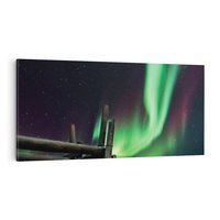 Obraz na płótnie 140x70 - Zorza polarna w tajemniczej nocnej przestrzeni - zorza, polarna