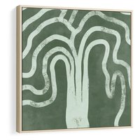 Obraz w ramie 50x50 - Inspirujące Zawiłości Zieleni - abstrakcyjny kształt, zielony plakat - rama drewno