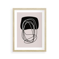 Plakat w ramie 50x70 - Strukturalne Kontrasty - abstrakcyjne szkicowane linie, minimalizm - rama drewno