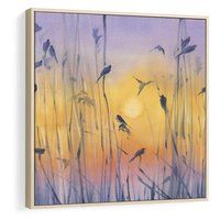 Obraz w ramie 50x50 - Mistyka Poranka nad Szuwaram - wschód słońca w szuwarach, trawy - rama drewno