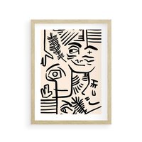 Plakat w ramie 40x50 - Ekspresyjne Odbicia Współczesności - abstrakcyjna grafika, minimalizm - rama drewno