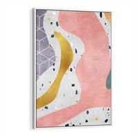 Obraz w ramie 80x120 - Eklektyczny Mix - kolaż, pastelowe abstrakcyjne plamy - rama biała