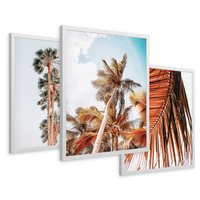 Zestaw obrazy w ramie 50x70 galeria - Palmy, tropiki, plaża, lato, wakacje - rama biała