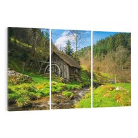 Obraz na płótnie 120x80 - Urok górskiego domku nad strumykiem - domek, góry